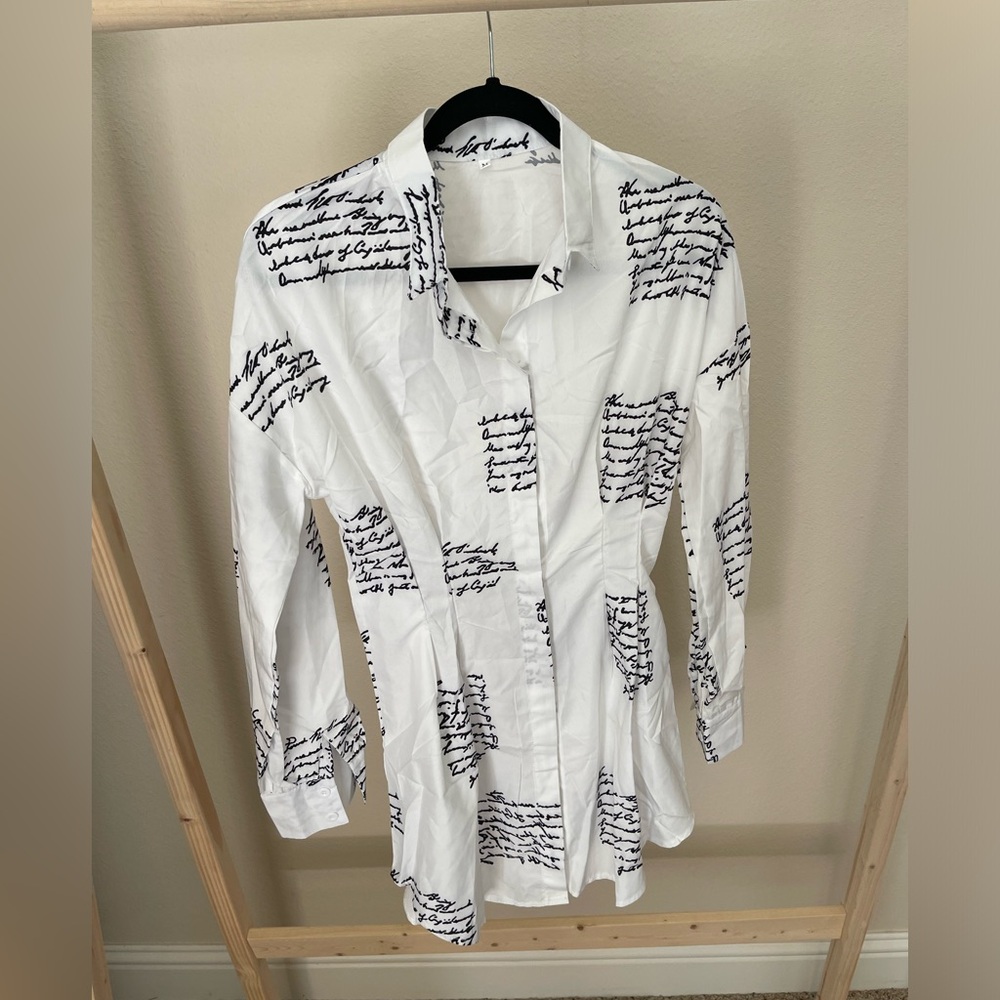 New! Shirt Dress w/ cinched waist. Size M.